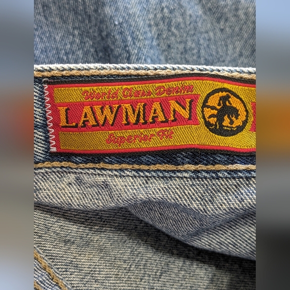 90's Vintage LAWMAN WESTERN Jeans, Silver Rivets, 25 x 34, Rare! - Picture 5 of 10